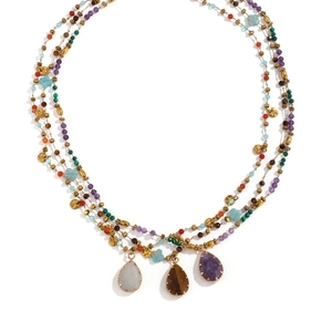 Collar Bohemio con <span class=keywords><strong>Colgante</strong></span> <span class=keywords><strong>de</strong></span> <span class=keywords><strong>Piedra</strong></span> Natural Geométrica, Cadenas Chapadas en Oro <span class=keywords><strong>de</strong></span> 18K, Amatista, Malaquita, <span class=keywords><strong>Ojo</strong></span> <span class=keywords><strong>de</strong></span> <span class=keywords><strong>Tigre</strong></span>, Amazonita, Forma <span class=keywords><strong>de</strong></span> Lágrima - Product Image 2