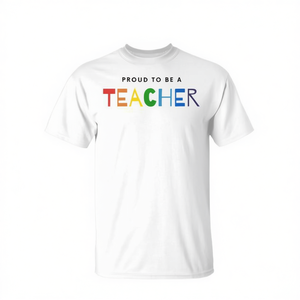 Camiseta de manga corta con cuello redondo para adultos, unisex, con estampado de serigrafía, orgulloso por ser maestro, regreso a clases, graduación - Product Image 3