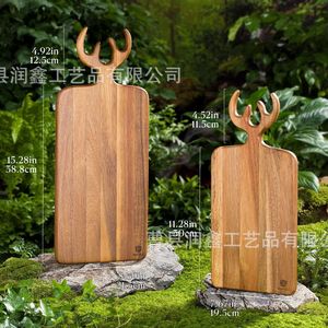 Planche à découper en bois d'acacia avec poignées, plateau de service pour pain, pour la préparation des aliments et l'utilisation de Noël - Product Image 5