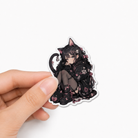 Autocollants personnalisés Anime Cat Girl résistants aux UV, découpe numérique, impression Manga, mignons, imperméables, en vinyle PVC, pour merchandising, décoration, cadeaux, pack d'autocollants OEM/ODM