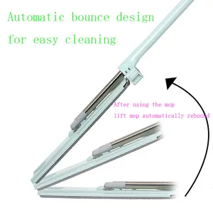 120cm Flat Mop Free Hand Washing Stainless Steel Handle Floor Mop Home Floor Cleaning Microfiber