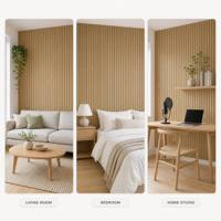 Panneaux acoustiques en bois à lattes ignifuges, panneaux muraux décoratifs en bois insonorisants en feutre PET, décoration de salles pour bâtiments publics