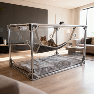 Taşınabilir şeffaf PVC Pet kedi köpek katlanabilir taşıma kutusu kafesleri hayvan kafesleri Pet seyahat taşıyıcısı - Product Image 4