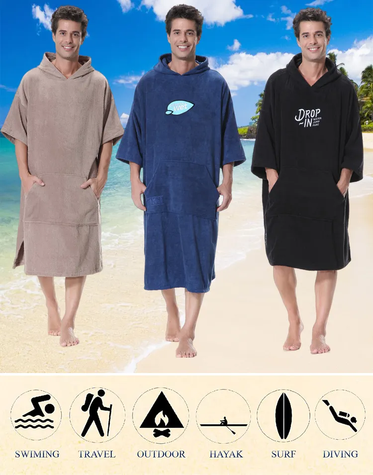 כותנה פונצ 'ו חוף מגבת לגלוש שינוי robe סלעית פונצ' ו מגבת