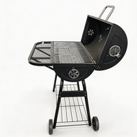 Barbecue à baril robuste de grande capacité avec étagère avant en maille pour pique-nique