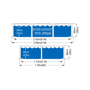 <span class=keywords><strong>Piscine</strong></span> <span class=keywords><strong>hors</strong></span> <span class=keywords><strong>sol</strong></span> <span class=keywords><strong>rectangulaire</strong></span> bleue Avenli, <span class=keywords><strong>prix</strong></span> d'usine, 258x179x66cm, structure en acier, PVC, pour jardin extérieur - Product Image 2