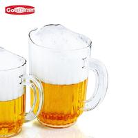 Pichet à bière en plastique réutilisable transparent ABS écologique 0,95 L/32 oz pour restaurant, bar, service de boissons, thé