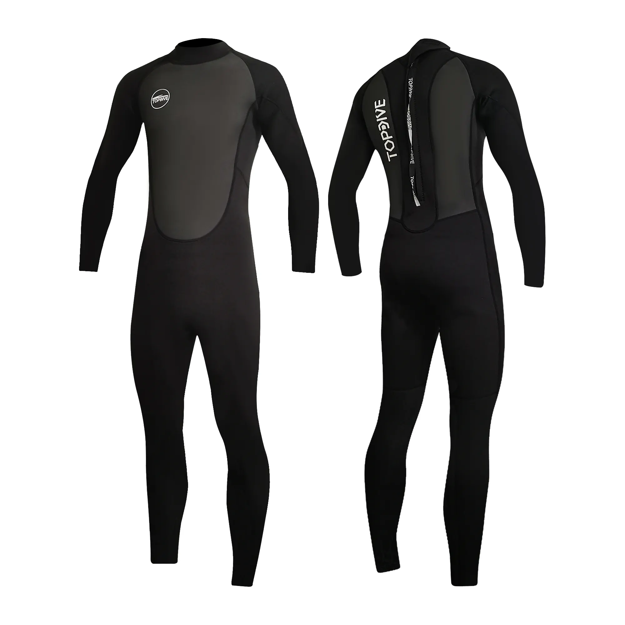 Erkekler tam su geçirmez dalgıç giysisi termal neopren takım uzun kollu geri fermuar su sporları için Wetsuit