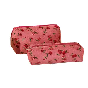 Hot Sales Grande Capacidade Personalizado Maquiagem Case Rose Print Water Resistant Toiletry Bag Lady Women Cosmetic Bag