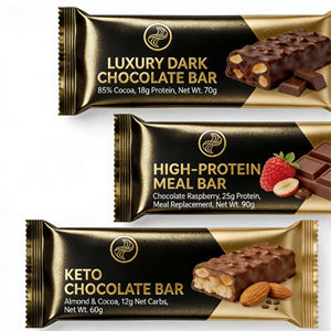 Düşük adedi özel baskılı isı mühür alüminyum folyo geri mühür poşet çanta Whey Protein çikolata <span class=keywords><strong>Bar</strong></span> ambalaj çantası - Product Image 1