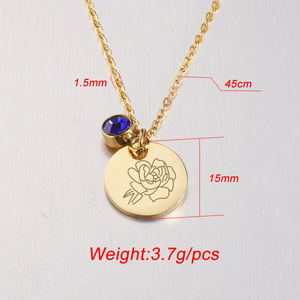 Collar de acero inoxidable para cumpleaños, Gargantilla con colgante de disco de 12 Piedras, <span class=keywords><strong>flor</strong></span> personalizada, nuevo diseño, 2023 - Product Image 2