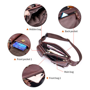 Bolsos de Hombro BULLCAPTAIN, Bandolera Personalizada, Delgada, de Piel Vacuna, Riñonera para Hombre, Bolsos de Cintura, Bolsillo en el Pecho de Cuero Genuino - Product Image 3