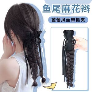 Cola de caballo trenzada con cinta estilo ballet y clips para extensiones de cabello para mujer - Product Image 1