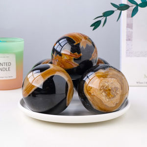 Bolas de cristal naturales de la más nueva llegada Simbiosis de obsidiana negra del océano de cristal natural para la decoración - Product Image 6