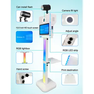 Última máquina de cabina de fotos con pantalla táctil de 15,6 pulgadas portátil Poto Box Selfie con Mini Pc Dslr Cámara cabina de fotos para fiesta