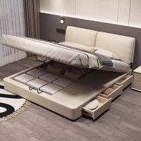 Lit Moderne de Luxe en Cuir Rembourré, Design Italien, Réglable, Haute Qualité, Tailles Simple/Double, Confortable pour Chambre à Coucher