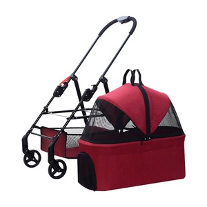 Poussette pliable à 4 roues pour chat et <span class=keywords><strong>chien</strong></span> avec panier de rangement pour petits et moyens chats ou chiens 2 en 1 <span class=keywords><strong>Landau</strong></span> pour chaton - Product Image 1