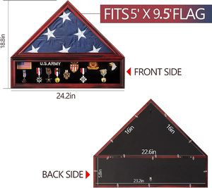 Grande vitrine pour drapeau <span class=keywords><strong>de</strong></span> 5'x9.5', boîte à drapeau funéraire en bois massif d'acajou pour <span class=keywords><strong>les</strong></span> vétérans - Product Image 3