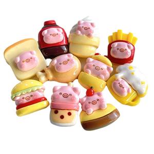 Adornos de Resina con Forma de Comida de Dibujos Animados: Hamburguesa, Papas Fritas y Bebidas, para Manualidades DIY, Decoración de Fundas de Teléfono, Suministro al por Mayor - Product Image 1