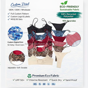 Ensemble de bikini pour femmes à imprimé floral tendance, bretelles ajustables, en Econyl de haute qualité, maillot de bain de plage, vente en gros - Product Image 6