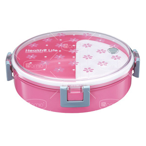 Health Life Round Plastic Lunch <b>Box</b> With Compartments Airtight Snap <b>Lock</b> Design For Healthy Meals - Product Image 4