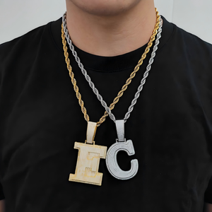 Colgante Hip Hop Personalizado con Letra Inicial, Estilo Iced Out, Plata 925 con Incrustaciones de Moissanita y Diamantes, Cadena de Joyería Chapada en Oro Real - Product Image 6