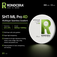 Rondcera SHT-ML Pro 4D, Zirconia Multicapa sin Costuras con Degradado, Disco de 98mm para Laboratorio, Cerámica Dental Digital de Alta Gama