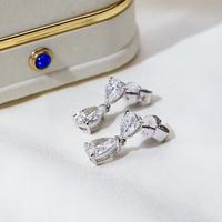 Pendientes de Oro Blanco de 9K con Diamante de Laboratorio en Forma de Pera de 1 Quilate, Modelo MSE-719 de Messi Jewelry, en Existencia