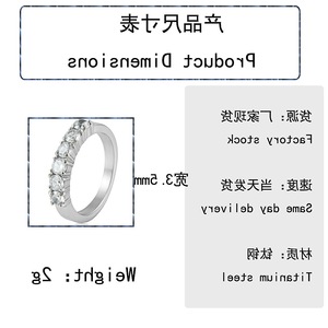 yunnique Stainless Steel <b>Ring</b> With Round Diamonds Prong Setting Wedding Band Unisex Jewelry Silver Color - Product Image 2