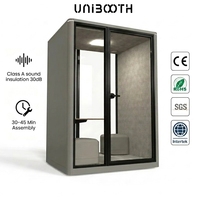 UNIBOOTH Studio Pod Préfabriqué à Installation Rapide, Insonorisation 30dB, Ignifuge ISO 23351, Montage Rapide pour Salle de Réunion, Usine, OEM, ODM