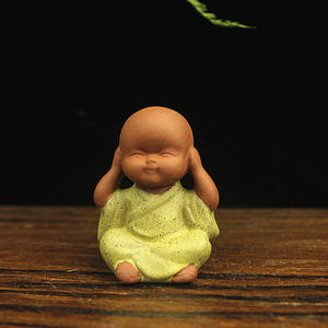 Dekorasi hewan peliharaan teh dapat naik Mini "empat Nos" Little Monk Zen Tea Set aksesoris Pot bunga dekorasi tanah liat ungu teh hewan peliharaan - Product Image 3