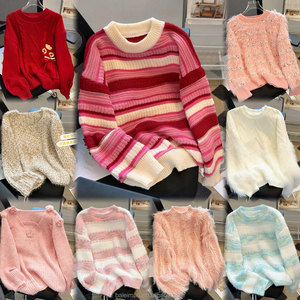 Áo chui đầu nữ dài tay nhiều màu thả Vai thường ngày mùa xuân mùa thu thường xuyên phù hợp với Colorblock Cardigan mẫu áo len - Product Image 3