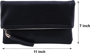 Bolso de mano tipo sobre con borlas cruzadas para <span class=keywords><strong>mujer</strong></span>, <span class=keywords><strong>Cartera</strong></span> de mano tipo sobre cruzada, con correa de cadena, elegante y portátil para noche, color negro - Product Image 3