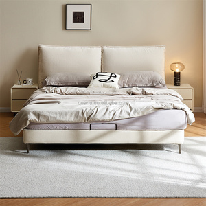 115090 Quanu Оптовая цена. Минималистичная современная кровать с обивкой, каркас размера <span class=keywords><strong>Queen</strong></span>, кровать размера King из ткани. - Product Image 2
