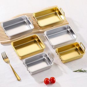 Bandeja Cuadrada de Acero Inoxidable 304 con Asa para Almacenamiento de Alimentos, Plato para Buffet, Plato para Comida Fría Coreana, Plato para Barbacoa, Plato para Aperitivos - Product Image 1