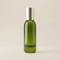 Flacon en verre dépoli mat de luxe à fond épais avec compte-gouttes à bouton poussoir doré pour sérum, huile et cosmétiques, impression sérigraphique