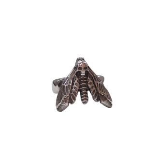 도매 블랙 골동품 반지 죽음 나방 보석 곤충 펜던트 해골 죽은 머리 나비 사용자 정의 Wiccan 반지 - Product Image 1