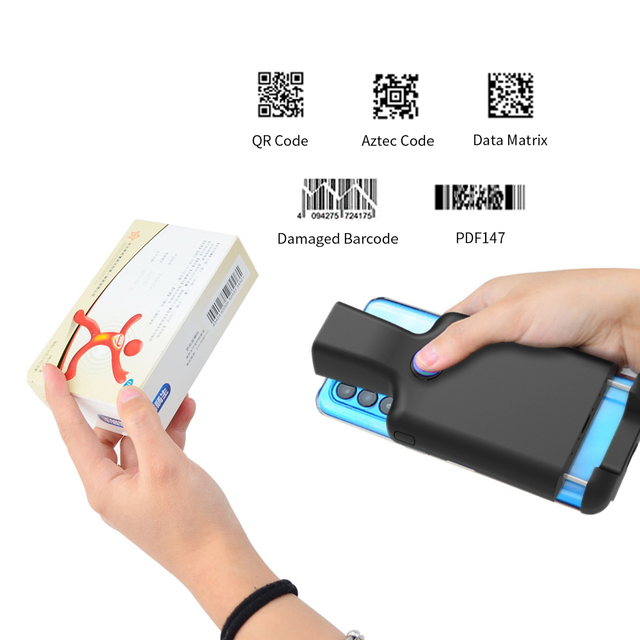 Effon 1D 2D Back Clip Bluetooth Barcode Scanner Work with Mobile, Portable Barcode Reader PDA MSJ45 Warehouse Barcode Reader