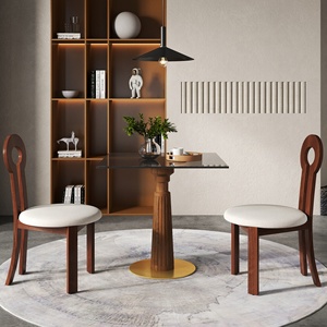 Voxhome Drop Shipping Modern cam üst yuvarlak restoran yemek masası <span class=keywords><strong>2</strong></span> 4 kahvaltı Bistro kahve dükkanı masası ve sandalye seti - Product Image 2