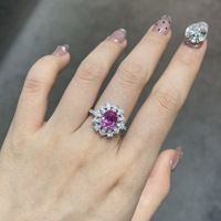 Bague de fiançailles, de mariage ou d'anniversaire romantique en argent 925 plaqué rhodium, sertie d'un saphir rose de laboratoire de forme ovale, motif floral, 7*9mm