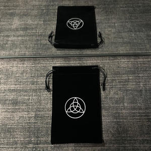 Черные бархатные экологичные мешочки для хранения украшений на шнурке для колец, серег, очков, карт Таро — хлопковый материал - Product Image 2