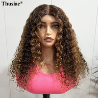 Perruque en cheveux humains bouclés crépus vietnamiens en gros, transparente, sans colle, densité 150%, avec mèches, pour femmes noires