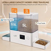 Distributeur de nourriture intelligent semi-automatique 2-en-1 pour animaux de compagnie, grande capacité 5L, réservoir d'eau par gravité 4L, écran LCD, pour chiens