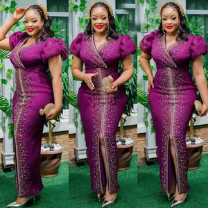 Abito <span class=keywords><strong>da</strong></span> <span class=keywords><strong>Sera</strong></span> Elegante <span class=keywords><strong>da</strong></span> Donna <span class=keywords><strong>con</strong></span> Maniche Corte, Scollo a V, <span class=keywords><strong>Spacco</strong></span>, Vestito <span class=keywords><strong>da</strong></span> Festa <span class=keywords><strong>con</strong></span> Strass Scintillanti, Abito Lungo - Product Image 2