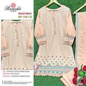Nuevo diseño de moda Georgette bordado pesado Readymade Pakistan Suit para bodas y fiestas de la India - Product Image 3