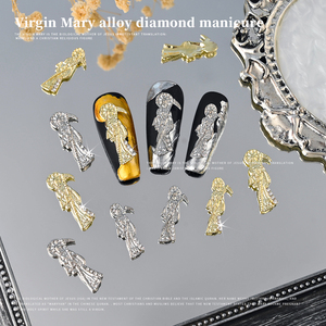 Zirkon San Judas Nail Art Charms Gold Silber Legierung 3D <span class=keywords><strong>Ganta</strong></span> Muerte Glitter Strass DIY Maniküre Schmuck Nagel teile - Product Image 4
