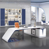 Mobilier de bureau moderne et luxueux pour patrons Bureau de direction en bois personnalisé haute brillance blanc Table d'ordinateur pour directeurs