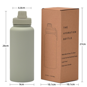 Nouvelle bouteille à double paroi grande capacité <span class=keywords><strong>1L</strong></span> anti-dérapant en acier inoxydable bouteille à vide large bouche Portable Sports de plein air tasse d'eau - Product Image 5