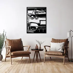 Décoration murale moderne en métal style Art Déco, silhouette de voiture, cadeau pour les passionnés d'automobile, décoration de <span class=keywords><strong>garage</strong></span> et de maison, art mural de course - Product Image 2