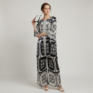 Ensemble coordonné deux pièces pour femmes, élégant, décontracté, confortable, respirant, ensemble Kurti et pantalon assorti, tenue écologique pour toutes les saisons - Product Image 1